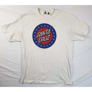 SANTA CRUZ Skateboards Men's L White Short Sleeve Patriotic Graphic T Shirt